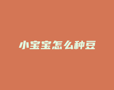 小宝宝怎么种豆