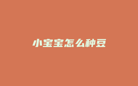 小宝宝怎么种豆