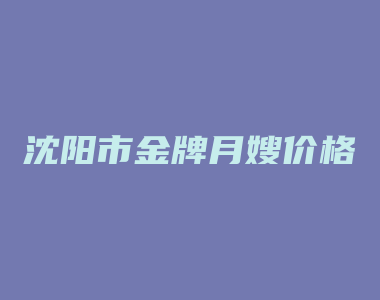 沈阳市金牌月嫂价格