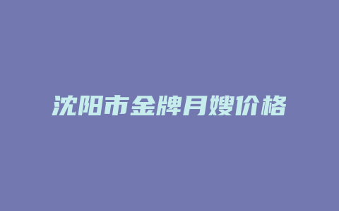 沈阳市金牌月嫂价格